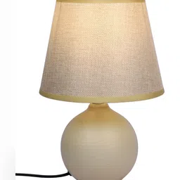 TAYHAA Gold-Toned & Off White Ceramic Contemporary Frusturical Shaped Table Lamp image 3