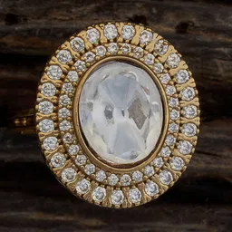 Kushal's Fashion Jewellery Gold-Plated Kundan-Studded Adjustable Finger Ring-picture-27