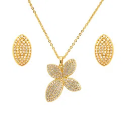 MAHTTAB Gold Plated Cubic Zirconia Stones Studded Jewellery Set image 3