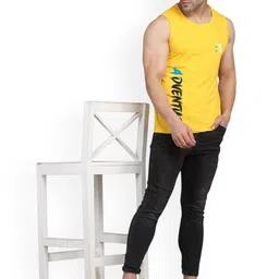 SLOWLORIS Pack Of 2 Graphic Printed Round Neck Sleeveless Cotton Gym Vests image 2