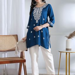 House of Pataudi Women Ethnic Motifs Embroidered Straight Kurti-picture-49
