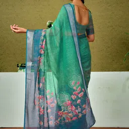 all about you Floral Zari Pure Linen Ready to Wear Saree image 2