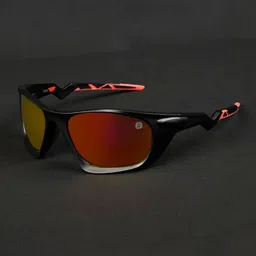 HASHTAG EYEWEAR Unisex Green Lens & Black Sports Sunglasses with image 2