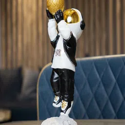 ghar art White & Black Textured Metal Cosmic Shooter Showpieces-picture-29