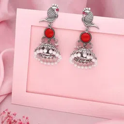 Tipsy closet Peacock Shaped Jhumkas Earrings-picture-25