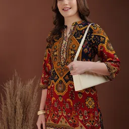 KALINI Printed Mandarin Collar Tunic With Palazzos Co-Ords image 5