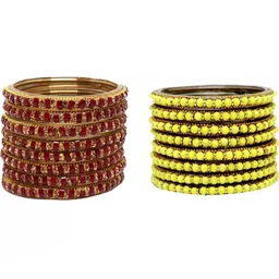 Only Offers Set Of 2 Multi Glass Artificial Stones Bangle-picture-26