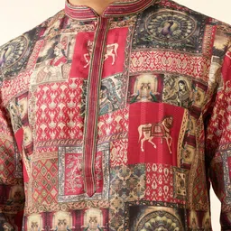 Diwas by Manyavar Men Woven Design Printed Festive Straight Kurta image 2