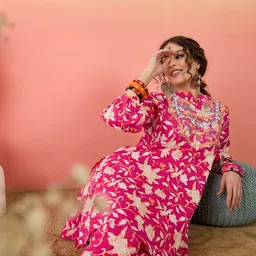 Sangria Embroidered Pure Cotton Top With Trouser Co-Ords image 5