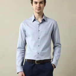 Arrow Men Classic Tailored Fit Spread Collar Textured Cotton Formal Shirt-image-95