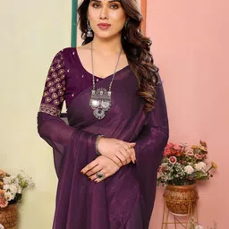 sareyavella Solid Mysore Silk Saree With Blouse Piece image 4