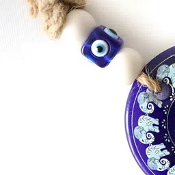 The Spiritual Living Blue & White Printed Elephant Evil Eye Spiritual Wall Decor Hangings-image-91