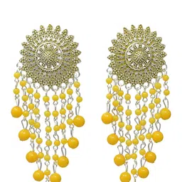 MEIRA JEWELLERY Silver-Plated Artificial Beaded Circular Shaped Contemporary Drop Earrings-picture-11