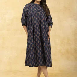 SPARSA Women Ethnic Motifs Printed Cotton Empire Midi Dress-picture-25