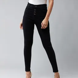 DOLCE CRUDO Women Skinny Fit High-Rise Heavy Fade Stretchable Jeans-image-86