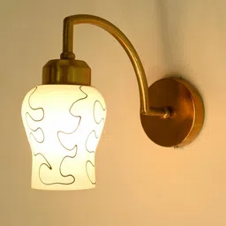 SOMIL White & Gold-Toned Printed Glass Wall Lamp-picture-33