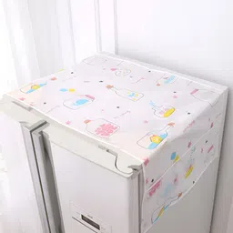 HOKIPO White & Pink Whimsical Bottles Waterproof Small Fridge Cover With 6 Side Pockets-picture-17