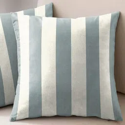 CASABLEU Grey & White 2 Pieces Striped Square Cushion Covers image 4