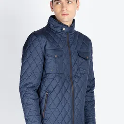 Status Quo Men Mock Collar Solid Casual Quilted Jacket image 5