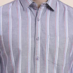 JADE BLUE Men Slim Fit Vertical Striped Spread Collar Cotton Casual Shirt image 3