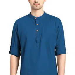 Yugnik Mandarin Collar Roll-Up Sleeves Straight Short Kurta-picture-23