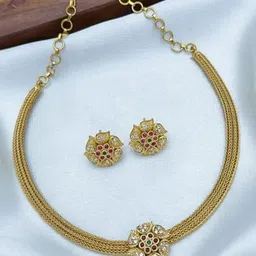 Rujve Jewellery Gold-Plated Artificial Stone Studded Jewellery Set-picture-24