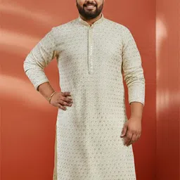 VASTRAMAY Geometric Embroidered Mandarin Collar Straight Kurta-picture-31
