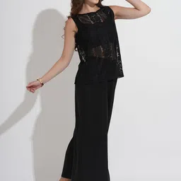 all about you Self-Design Jacquard Top With Wide Leg Trousers image 3