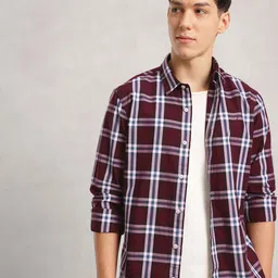 Nautica Classic Fit Checked Pure Cotton Casual Shirt-image-53