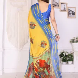 BilloRani Women Abstract Printed Pure Chiffon Saree image 3