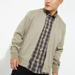 max Men Stand Collar Solid Padded Jacket image 3