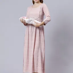 MORDEN MUSE Women Paisley Embroidered Thread Work Summer Sheers Maternity Kurta image 4