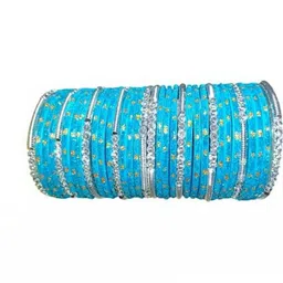 THE BLAZZE Silver Glass Artificial Stones & Beads Bangle-picture-11