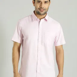 Indian Terrain Men India Slim Spread Collar Solid Cotton Slim Fit Casual Shirt image 1
