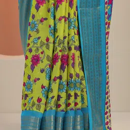 Libas Floral Printed Zari Pure Georgette Saree image 2