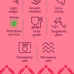 Larah by BOROSIL Mist White & Pink 6 Pieces Floral Printed Matte Cups 90ml image 3