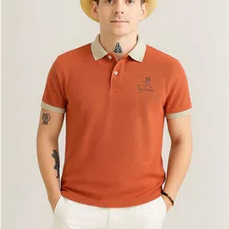 COMBRAIDED Men Brand Logo Polo Collar T-shirt-image-54