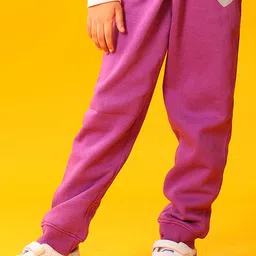 Anthrilo Girls Purple Heart Regular Fit Mid-Rise Fleece Joggers-picture-11