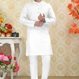 diamond cluster Men Pure Cotton Kurta Pyjama Set-picture-15