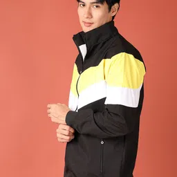 V-Mart Men Mock Collar Colourblocked Cotton Casual Bomber Jacket image 3