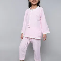 Little Clothings Girls Striped Night suit image 3