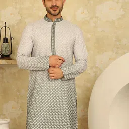 jompers Men Embroidered Viscose Rayon Straight Kurta-picture-28