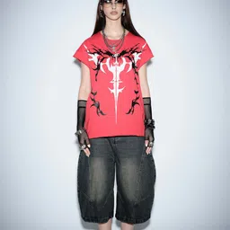 Women Solid Round Neck Pure Cotton Red T-Shirt-image-49
