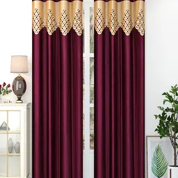 Homefab India Burgundy Set of 2 Door Curtain-picture-6