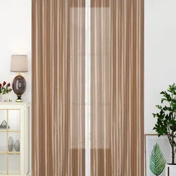 Homefab India Brown Set of 2 Sheer Long Door Curtains-picture-3