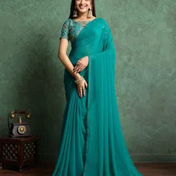 TASRIKA Sequinned Poly Georgette Saree image 4