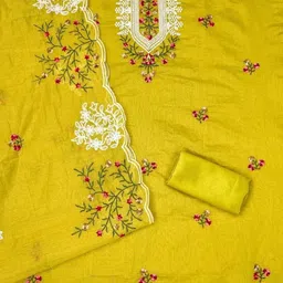 KALINI Women's Chandrei Cotton Floral Embroidered Unstitched Dress Material with Dupatta image 2