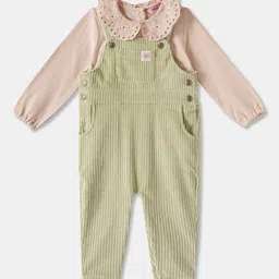 R&B Infant Girls Striped Cotton Dungaree With T-Shirt-picture-56