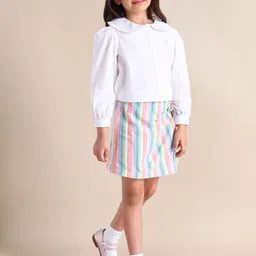 U.S. Polo Assn. Kids Girls Striped Pure Cotton A-Line Mini Skirts-picture-20