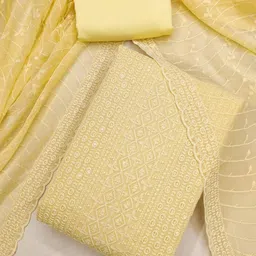 BlissFlair Floral Embroidered Thread Work Unstitched Dress Material-picture-15